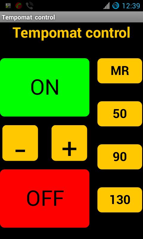 Tempomat vezérlés android telefonon lévő gombokkal